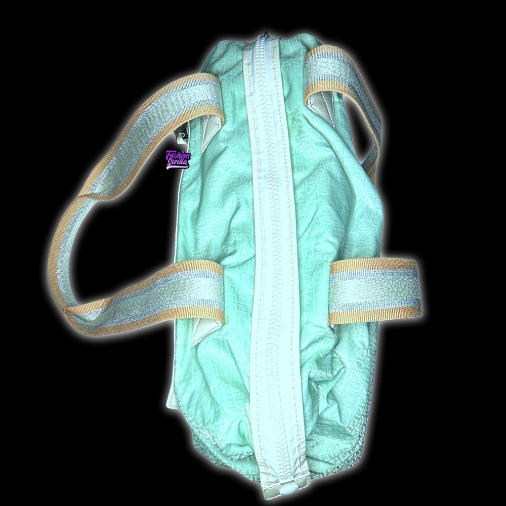 Fendi Monogram Blue Green Logo Nylon Beach Bag - Picture 14 of 15